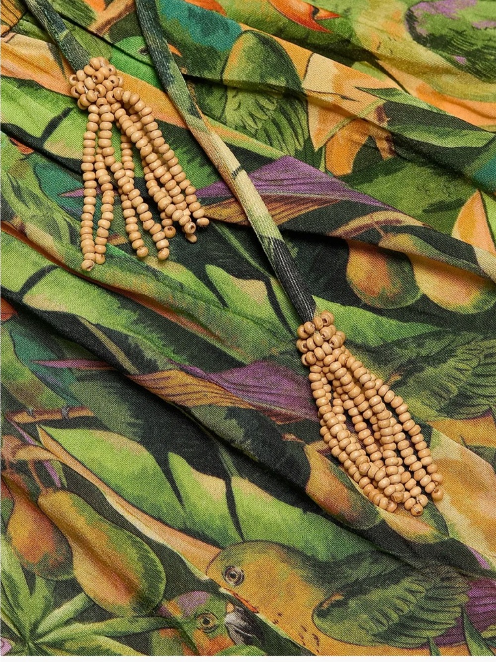 FARM Rio Strapless Tropical Midi Dress in Green and Yellow Print - Picture 16 of 16